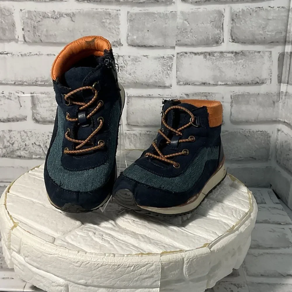 Kids' Navy and Orange High-Top Shoes